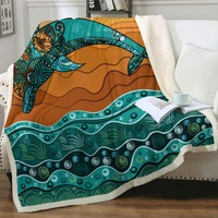 Artistic Ocean and Dolphin Throw Blanket
