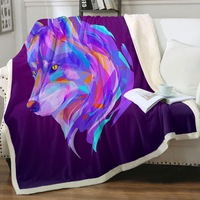 Artistic Purple Wolf Throw Blanket