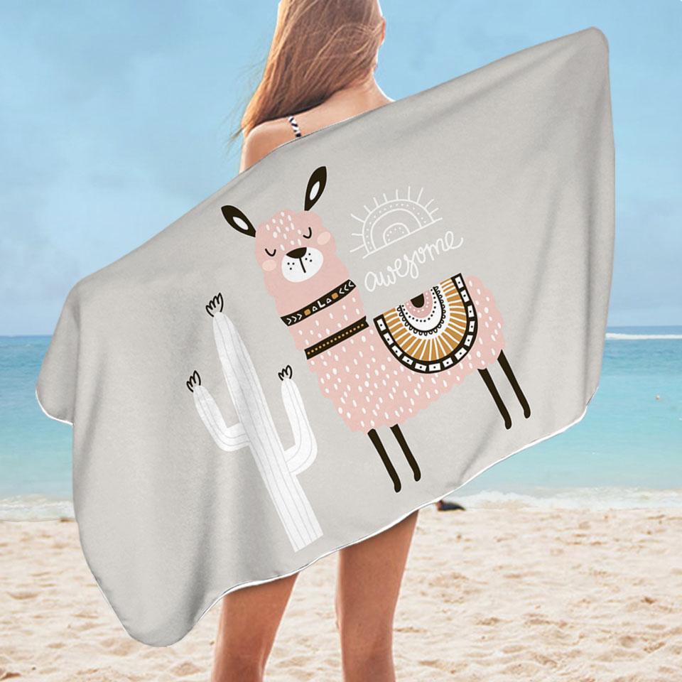 Awesome Llama Microfiber Beach Towel