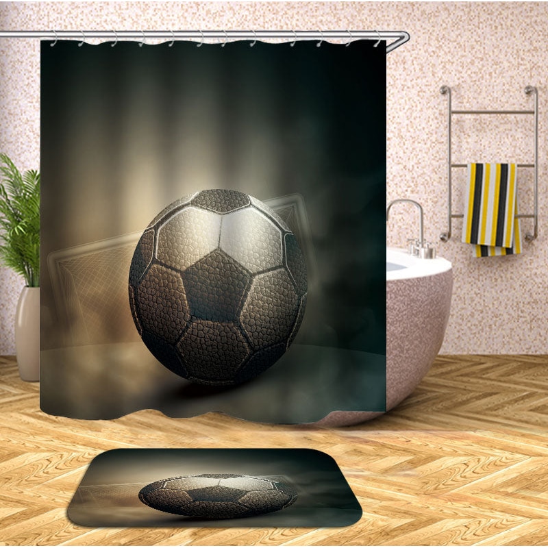 Black and White Football Soccer Ball Shower Curtain - MyDeal