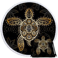 Black Background Golden Turtle Beach Towel