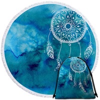 Blue Background Dream Catcher Beach Towel