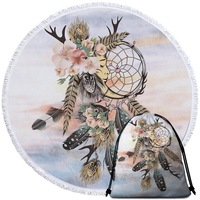 Bright Background Native American Dream Catcher Beach Towel