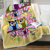 Children Cute Multi Colored Owls Throw Blanket