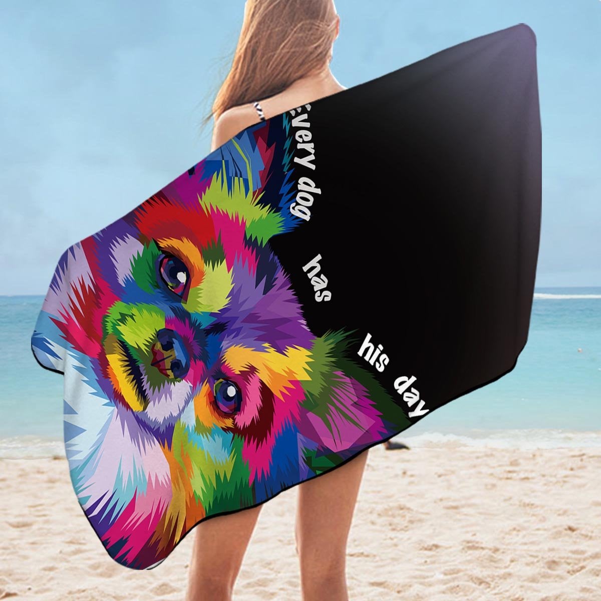 Colorful Dog Microfiber Beach Towel