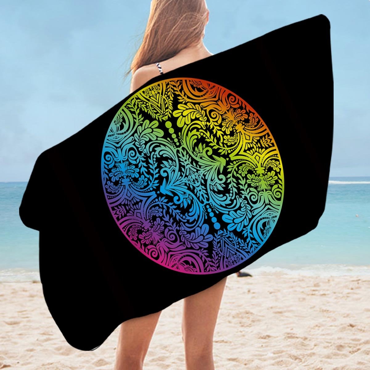 Colorful Oriental Ornaments Microfiber Beach Towel