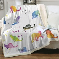 Colorful Water colored Cats Throw Blanket