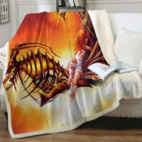 Cool Art the Death Ferryman Dragon Motorcycle and Girl Throw Blanket