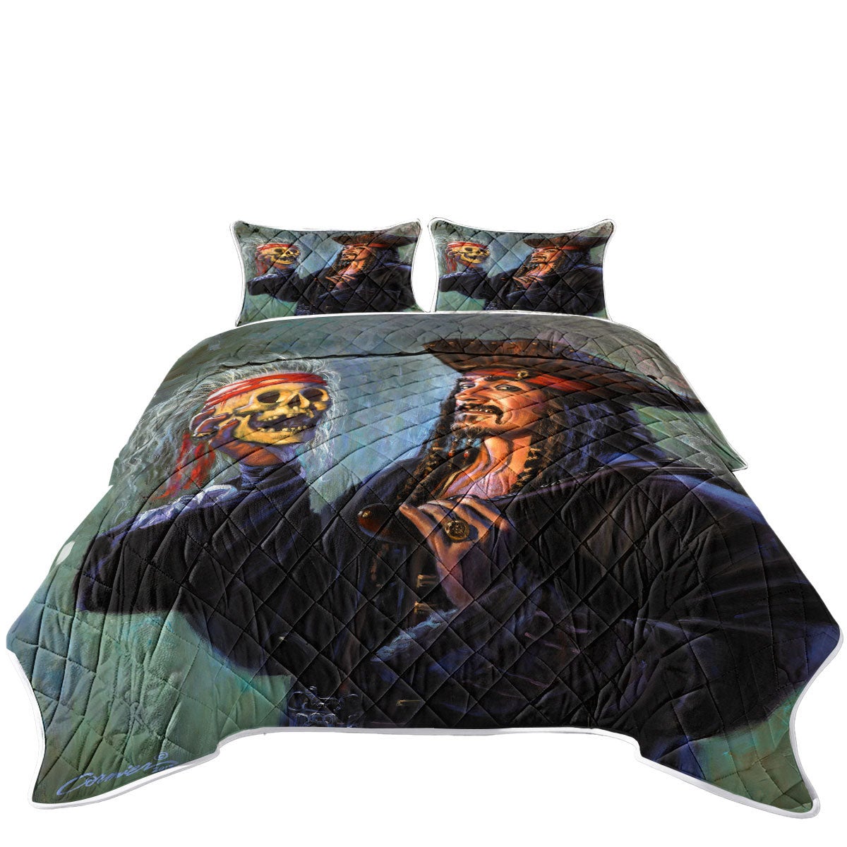 Buy Cool Pirate Captain Painting Blackbeards Trophy Coverlet MyDeal   Cool Pirate Captain Painting Blackbeards Trophy Coverlet 12564733 00 