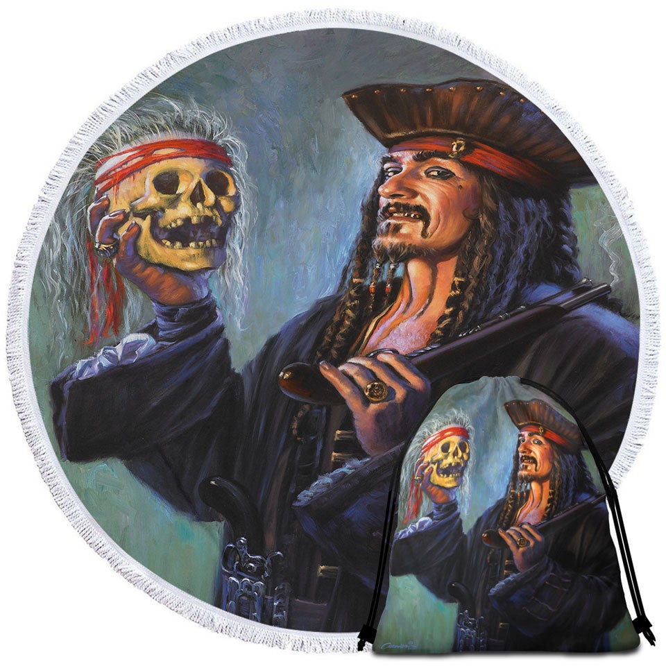 Buy Cool Pirate Captain Painting Blackbeards Trophy Round Beach Towel   Cool Pirate Captain Painting Blackbeards Trophy Round Beach Towel 9809445 00 