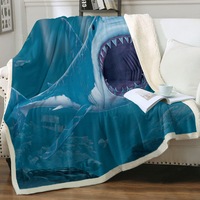 Cool Scary Marine life Art Shark Bite Throw Blanket