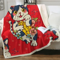 Cute Japanese Cat Throw Blanket