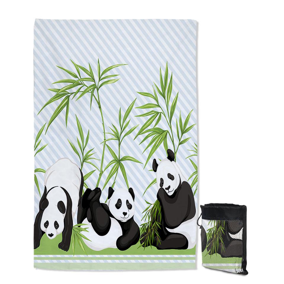 Cute Little Pandas and Bamboo Quick Dry Beach Towel