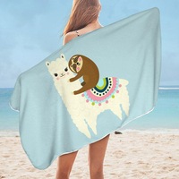 Cute Llama and Sloth for Kids Microfiber Beach Towel
