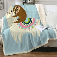 Cute Llama and Sloth for Kids Throw Blanket