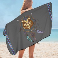 Cute Native Bear Dream Catcher for Kids Microfiber Beach Towel