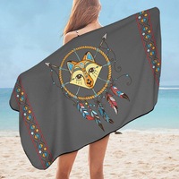 Cute Native Fox Dream Catcher for Kids Microfiber Beach Towel