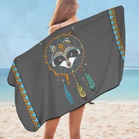 Cute Native Raccoon Dream Catcher for Kids Microfiber Beach Towel