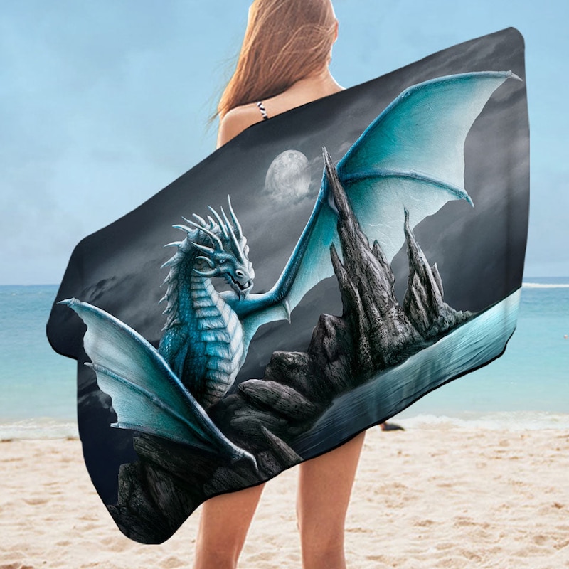 Buy Fantasy Art Cameron Ice Blue Dragon Microfiber Beach Towel Mydeal