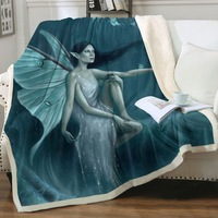 Fantasy Art the Luna Moth Woman Throw Blanket
