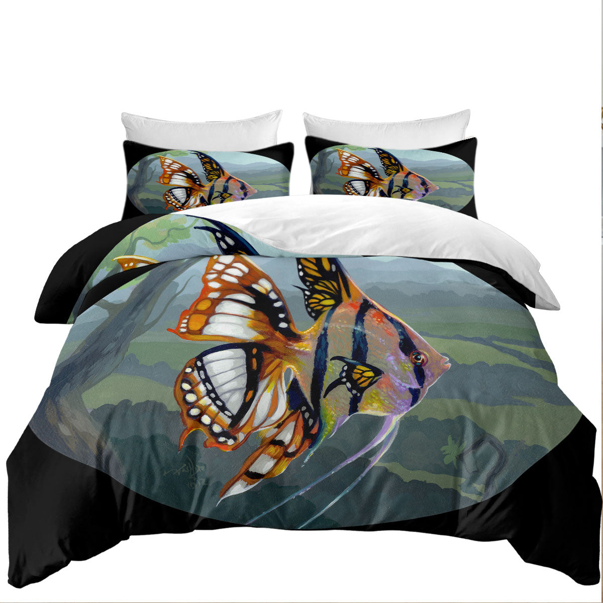 Buy Fine Art Flying Fish Butterfly Winged Angelfish Quilt Cover ...