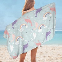 Funny Cute Rainbow Unicorn Dolphin for Kids Microfiber Beach Towel