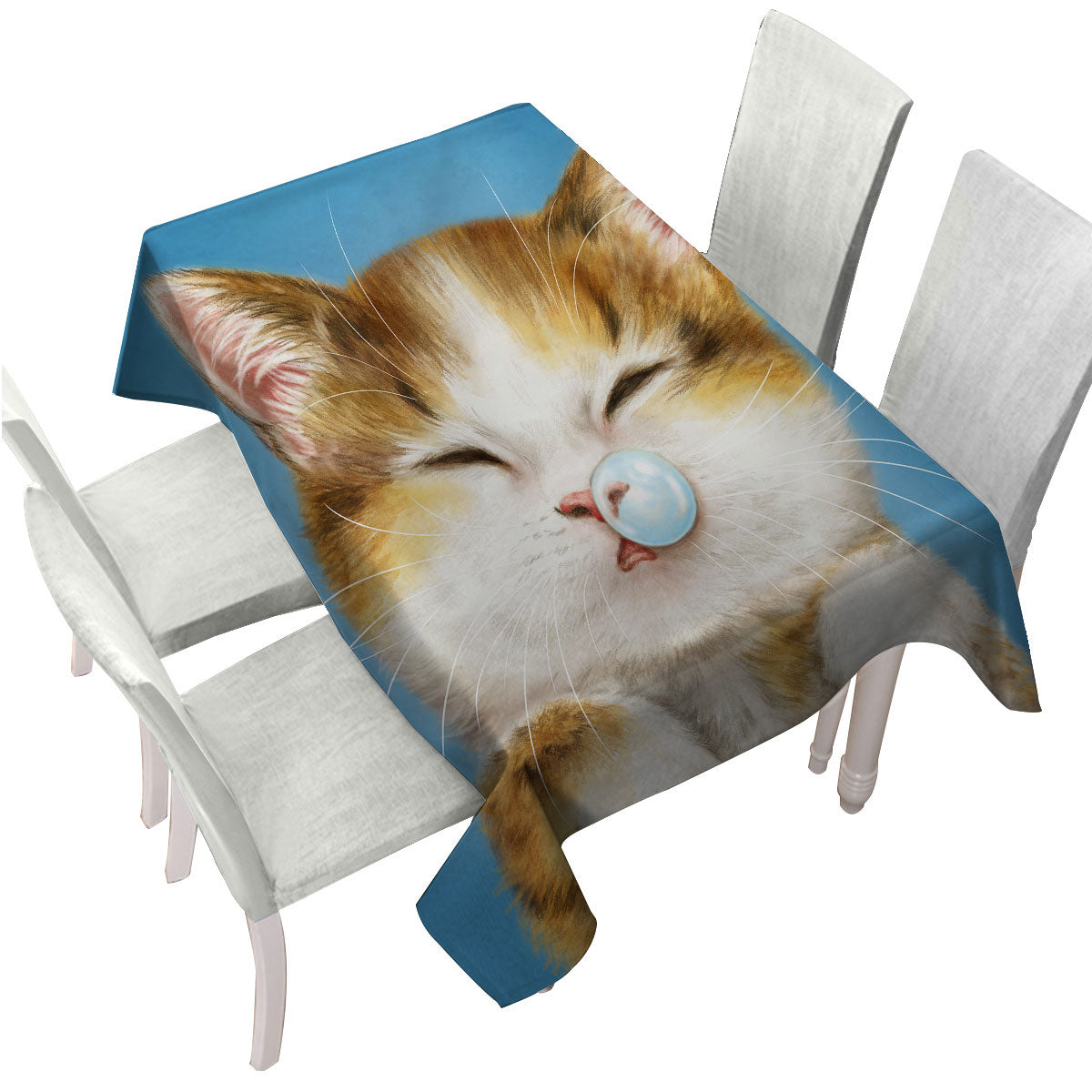 Buy Funny Drawings for Kids Cute Sleepy Kitty Cat Tablecloth MyDeal