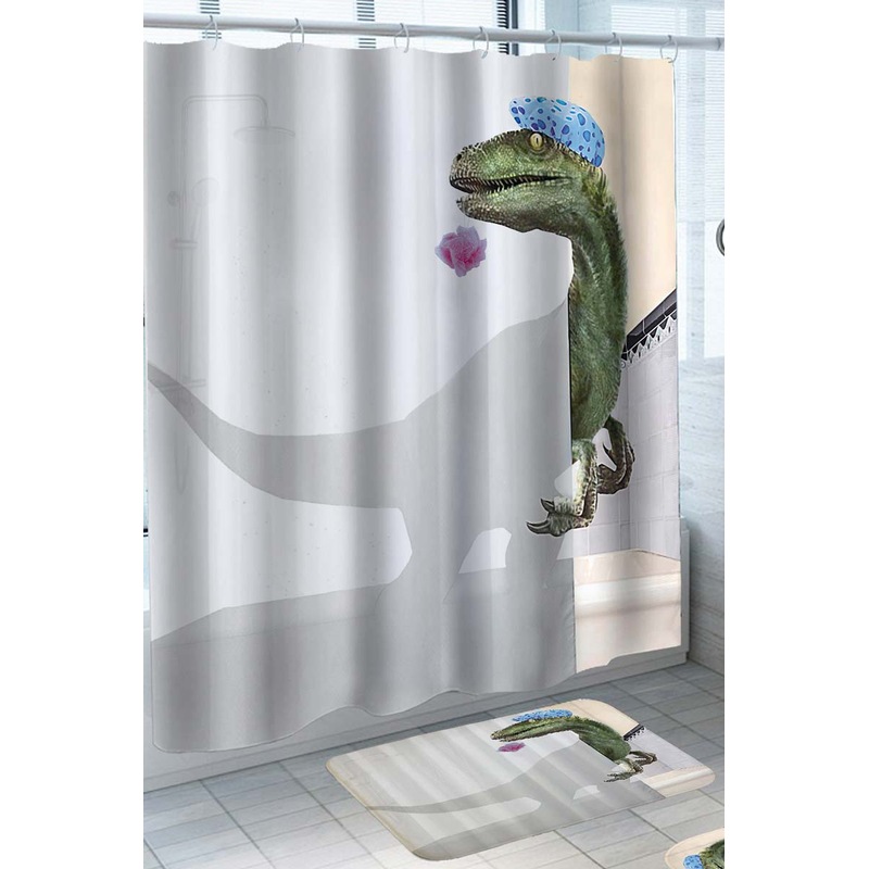 Buy Funny Velociraptor Dinosaur Shower Time Shower Curtain MyDeal
