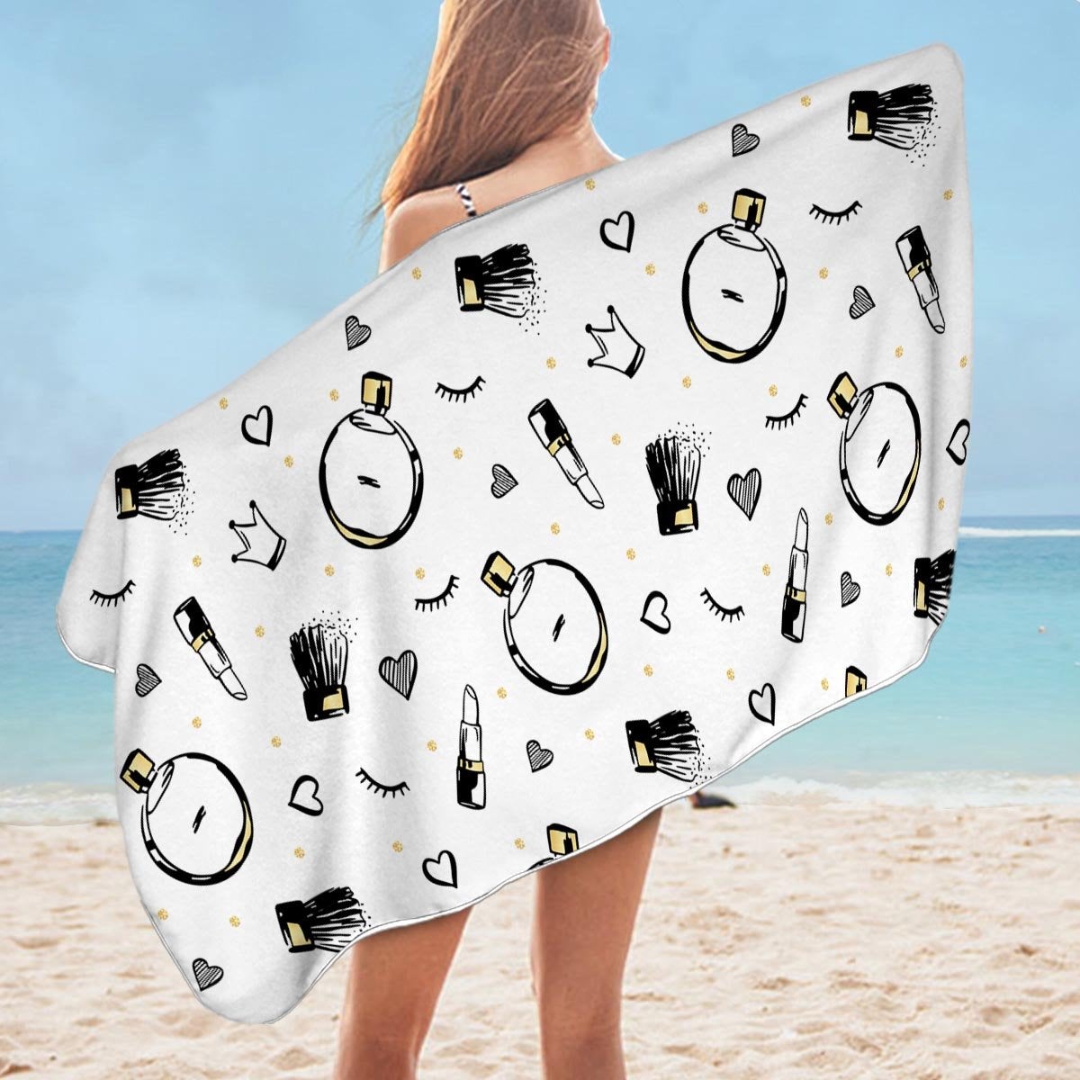 Girly Kit Pattern Microfiber Beach Towel