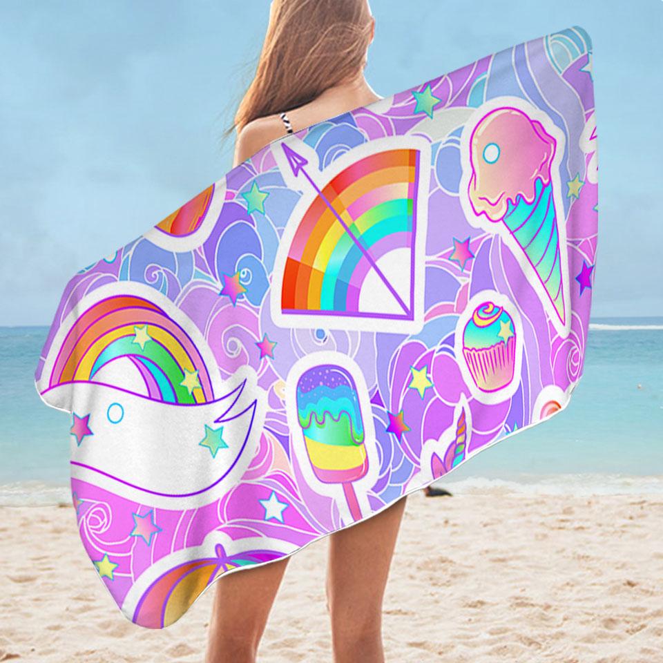 Girly Pack Colorful Rainbow Microfiber Beach Towel