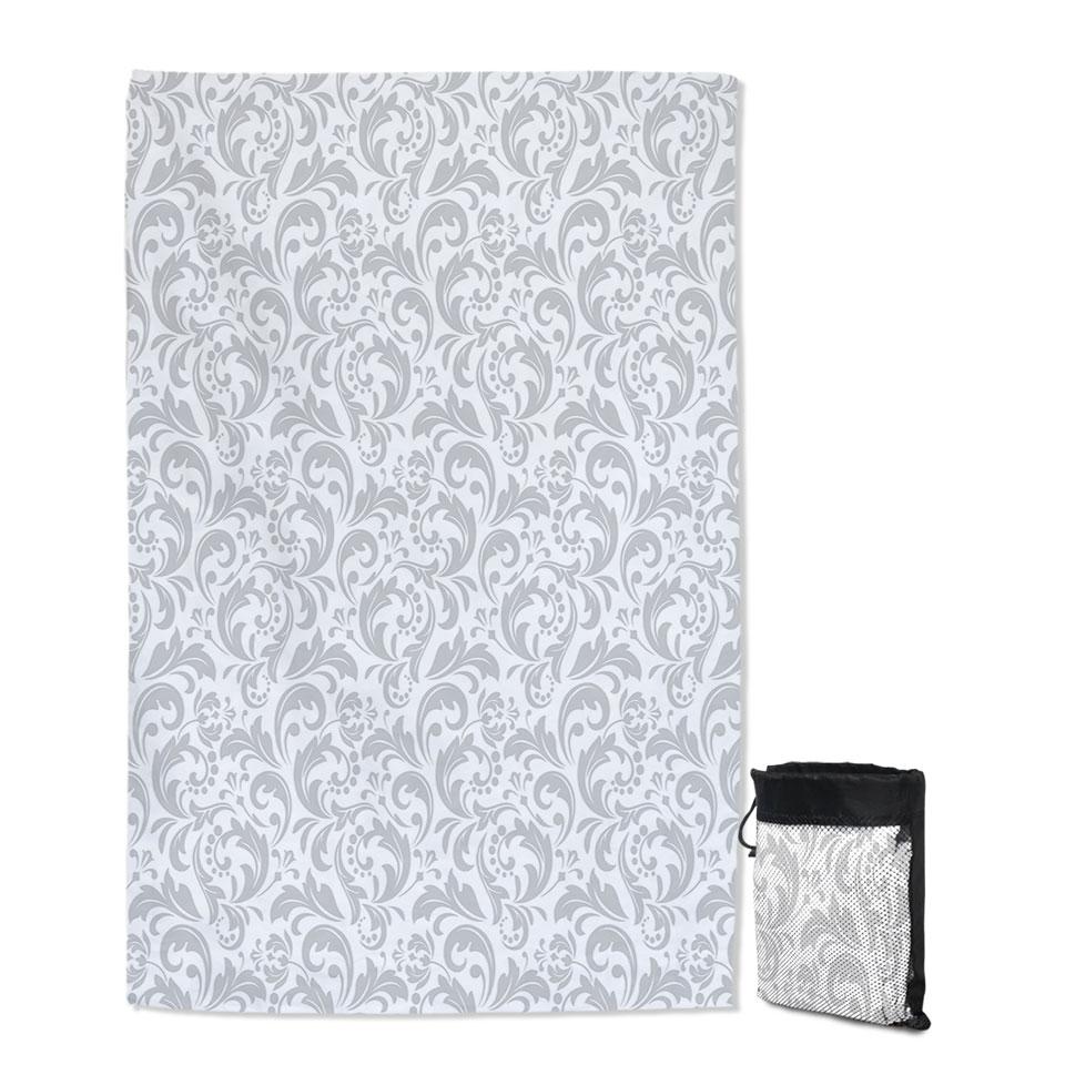 Grey Pattern of Royal Floral Quick Dry Beach Towel