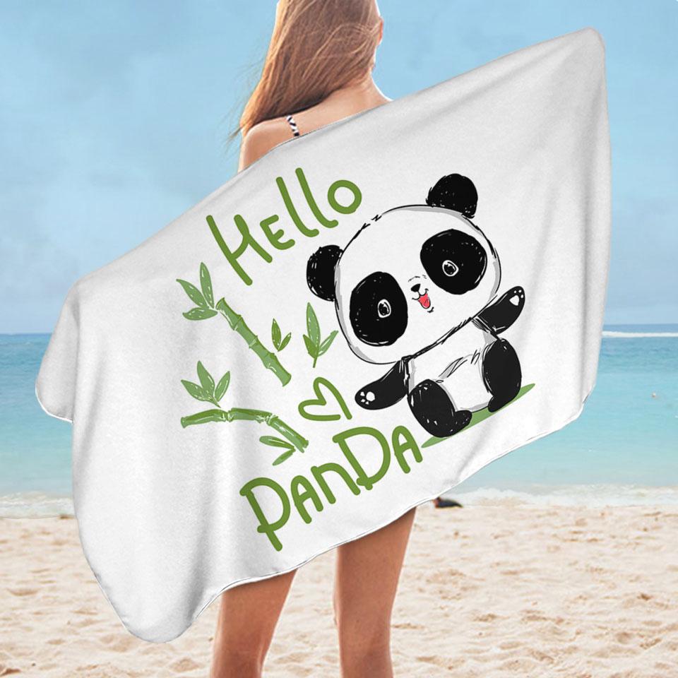 Hello Kids form a Cute Little Panda Microfiber Beach Towel