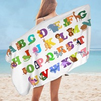 Kids Alphabet Animals Cute Characters Microfiber Beach Towel