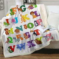Kids Alphabet Animals Cute Characters Throw Blanket