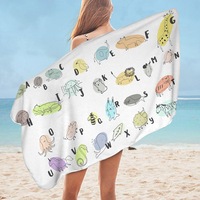 Kids Alphabet Animals Drawings Microfiber Beach Towel