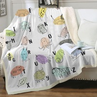 Kids Alphabet Animals Drawings Throw Blanket