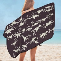 Kids Alphabet Dinosaurs Names Microfiber Beach Towel