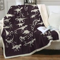 Kids Alphabet Dinosaurs Names Throw Blanket