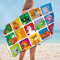 Kids Cute Animals Cartoon Panel Microfiber Beach Towel