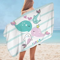 Kids Design Cute Whale Family Microfiber Beach Towel