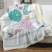 Kids Design Cute Whale Family Throw Blanket