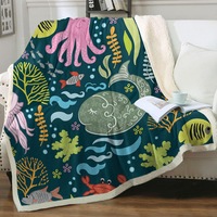 Kids Multi Colored Marine Animals Throw Blanket