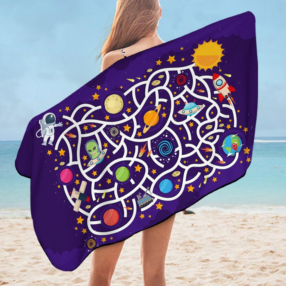 Kids Space Maze Microfiber Beach Towel