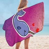 Kids Unicorn Whale Microfiber Beach Towel