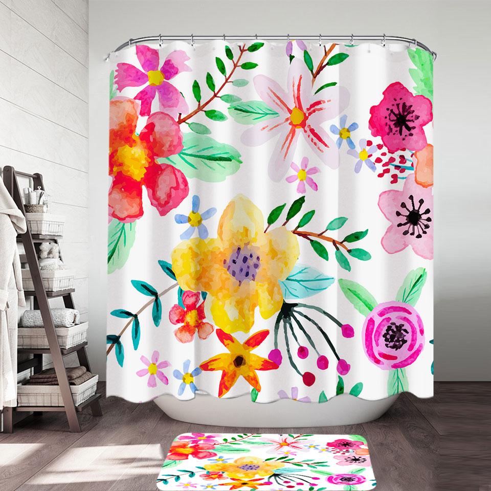 Lovely Modest Painting Colorful Flowers Shower Curtain