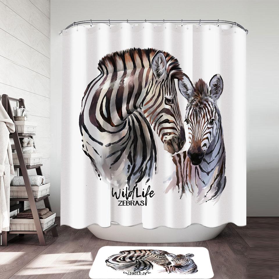 Magnificent Wildlife Art Zebras Shower Curtain