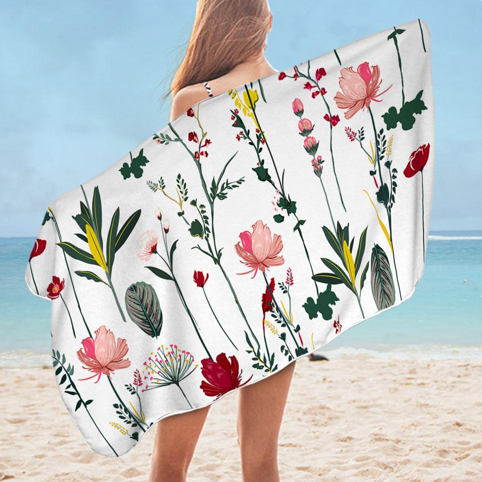 Modest Flower Garden Microfiber Beach Towel