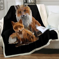 Mom and Cub Fox Throw Blanket