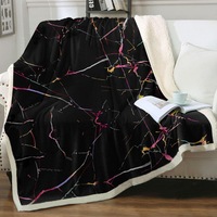 Multi Colored Cracks over Black Throw Blanket