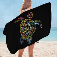 Multi Colored Kids Drawing Turtle Microfiber Beach Towel